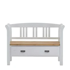 Wohnen Esszimmerbänke|Sitzbank*Landhaus Flurbank Lugon in Weiß Kieferfarben