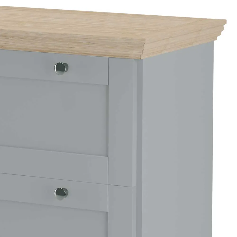 Wohnen Landhaus Flurkommode in Grau mit Eiche - Rino