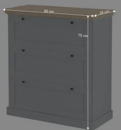 Wohnen Landhaus Flurkommode in Grau mit Eiche - Rino