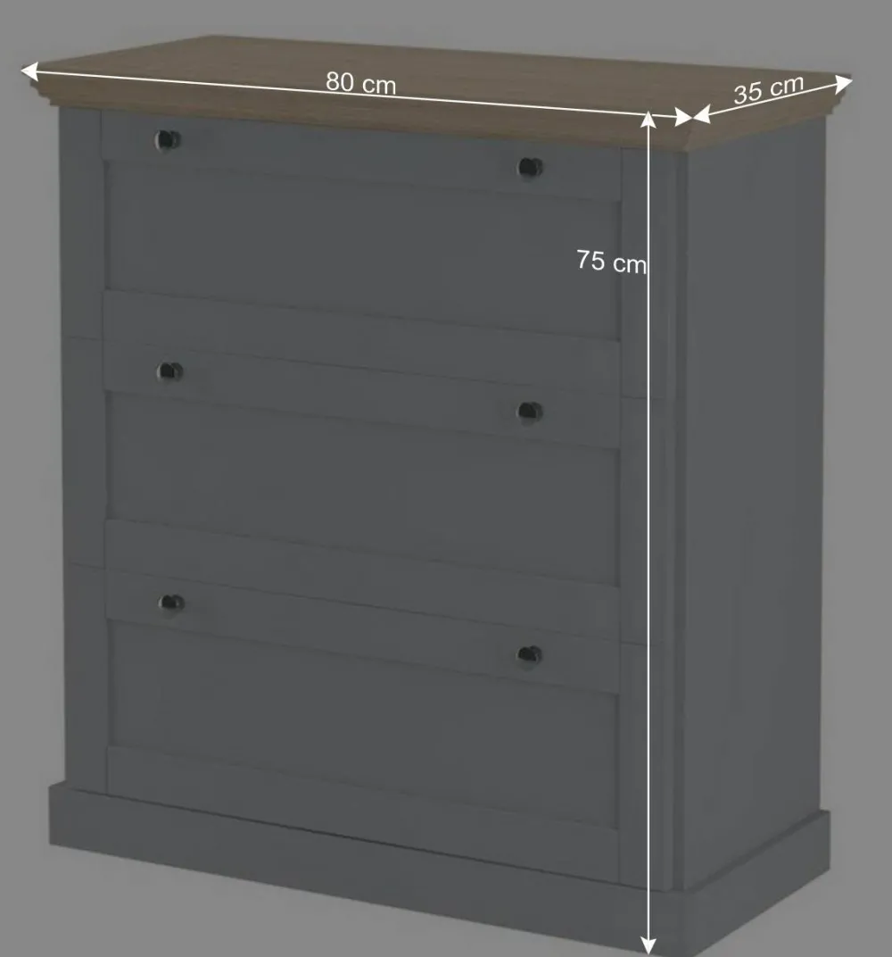 Wohnen Landhaus Flurkommode in Grau mit Eiche - Rino