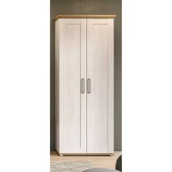 Wohnen Weiße Möbel|Garderobenschränke*Landhaus Flurschrank in Holzoptik Lärche Weiß - Tocella