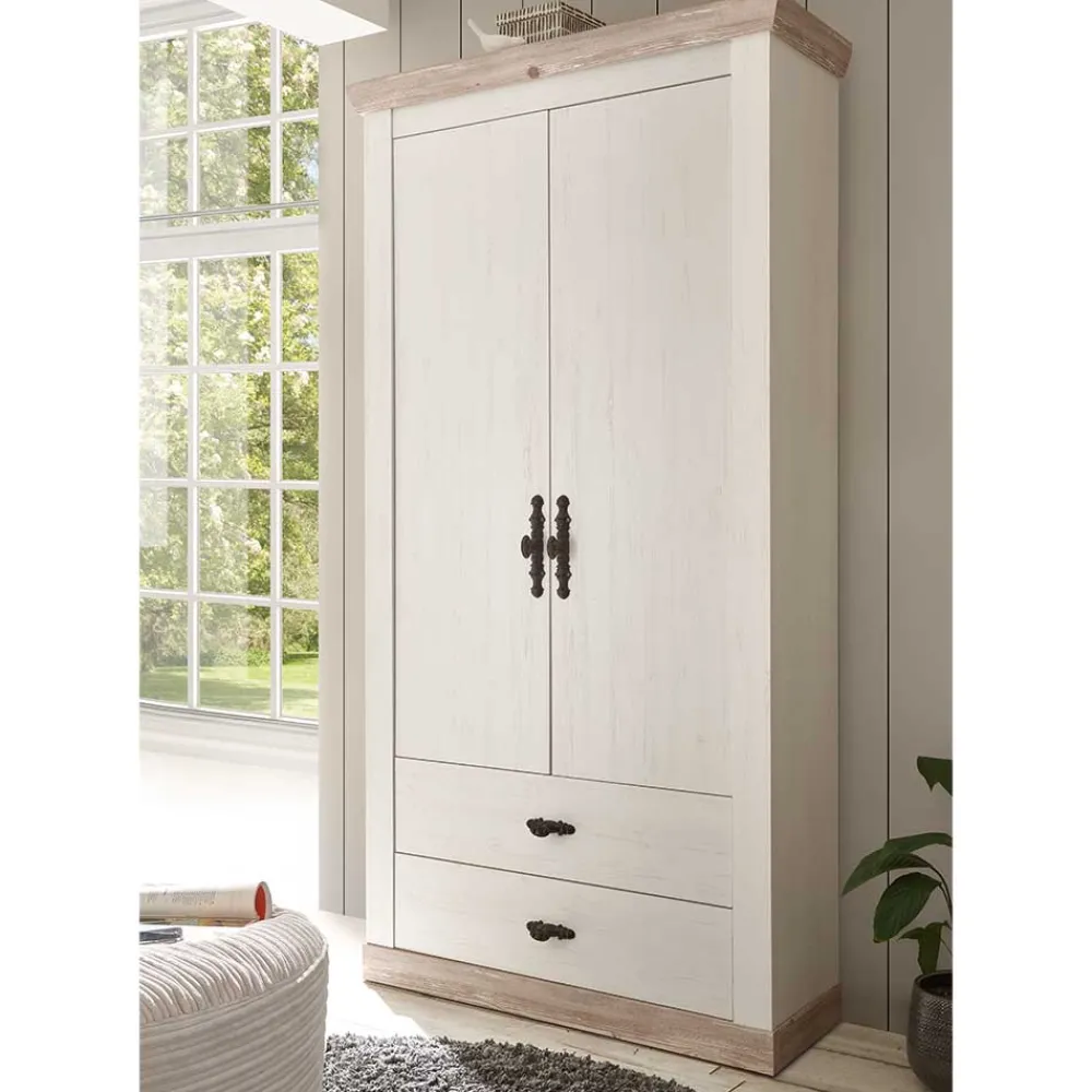 Wohnen Garderobenschränke*Landhaus Flurschrank mit Doppeltür - Nedita