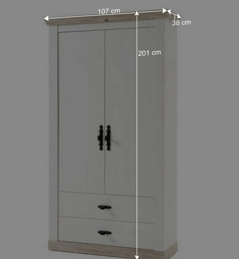 Wohnen Garderobenschränke*Landhaus Flurschrank mit Doppeltür - Nedita