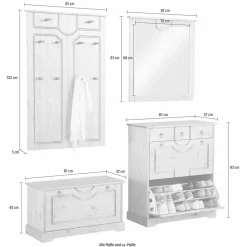 Wohnen Landhaus Garderobenmöbel Kombination - Edranov (vierteilig)