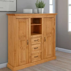 Wohnen Landhaus Highboard aus Kiefer Massivholz - Major