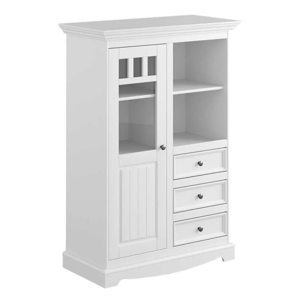 Wohnen Landhaus Highboard in Weiß lackiert - Indico