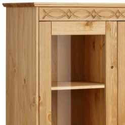 Wohnen Vitrinen|Wohnzimmer-Vitrinen*Landhaus Highboard Vitrine aus Kiefer - Goro