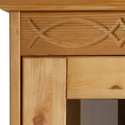 Wohnen Vitrinen|Wohnzimmer-Vitrinen*Landhaus Highboard Vitrine aus Kiefer - Goro