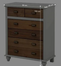 Wohnen Landhaus Hochkommode mit sechs Schubladen - Veproma