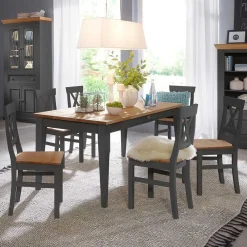 Wohnen Sitzgruppe|Küchen-Essgruppen*Landhaus Holz Essgruppe in Grau - Ustricia (siebenteilig)