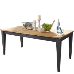 Wohnen Sitzgruppe|Küchen-Essgruppen*Landhaus Holz Essgruppe in Grau - Ustricia (siebenteilig)