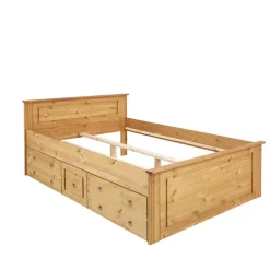 Wohnen Naturholzmöbel|Betten*Landhaus Holzbett & Nachttische - Imressa (dreiteilig)