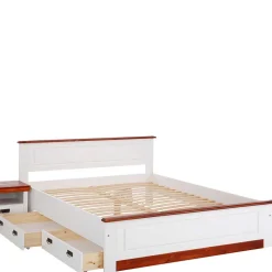 Wohnen Jugendbetten*Landhaus Holzbett in Weiß & Kirschbaum - Vendirai