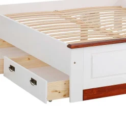 Wohnen Jugendbetten*Landhaus Holzbett in Weiß & Kirschbaum - Vendirai