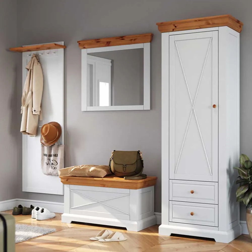 Wohnen Weiße Möbel|Holztruhen*Landhaus Holztruhe aus Kiefer Massivholz - Saluts