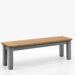 Wohnen Esszimmerbänke|Sitzbank*Landhaus Küchenbank in Laugenfarbig & Grau - Malisha