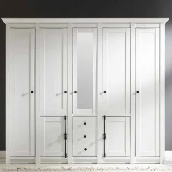 Wohnen Schränke|Kleiderschränke*Landhaus Kleiderschrank Chelles in Weiß mit Spiegel