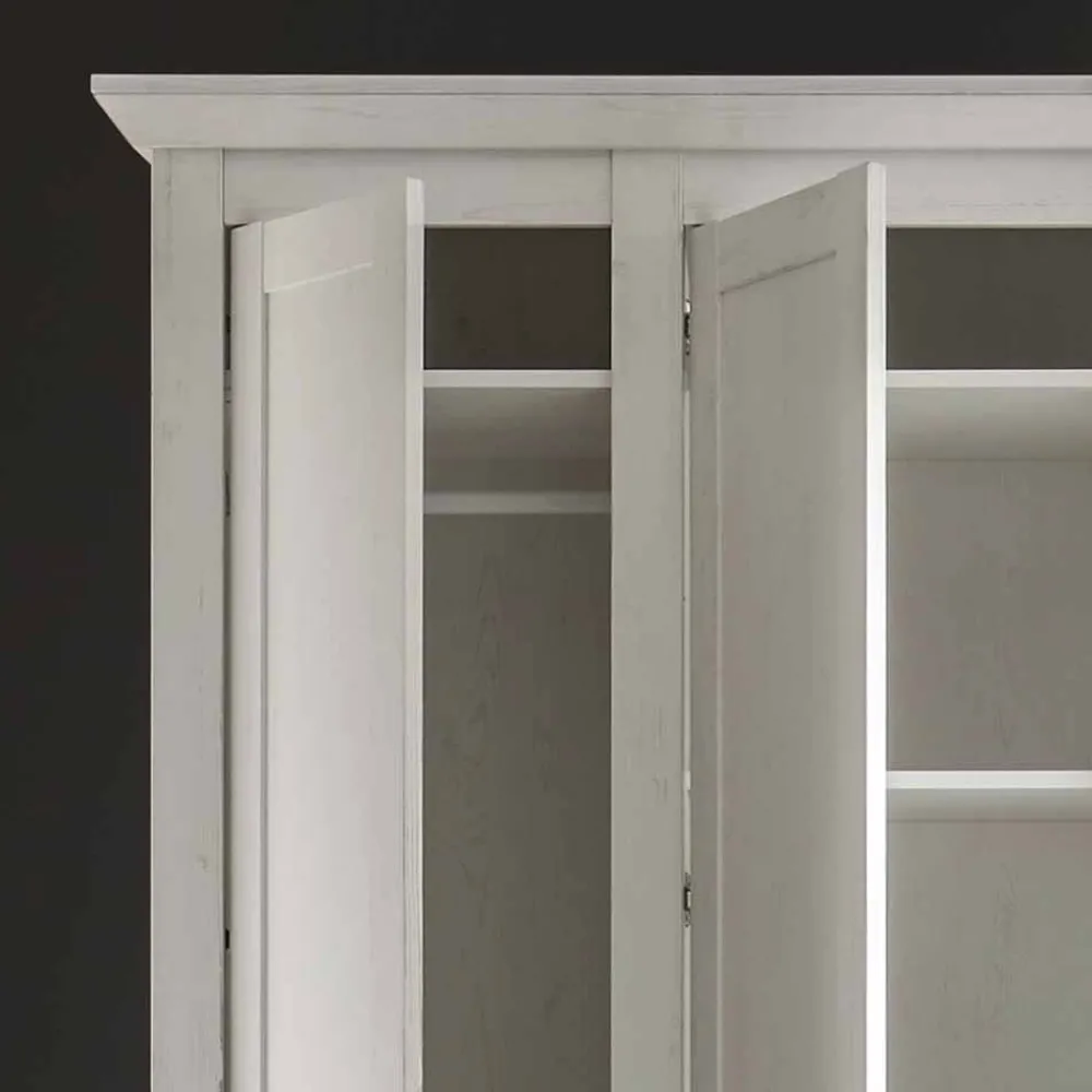 Wohnen Schränke|Kleiderschränke*Landhaus Kleiderschrank Chelles in Weiß mit Spiegel