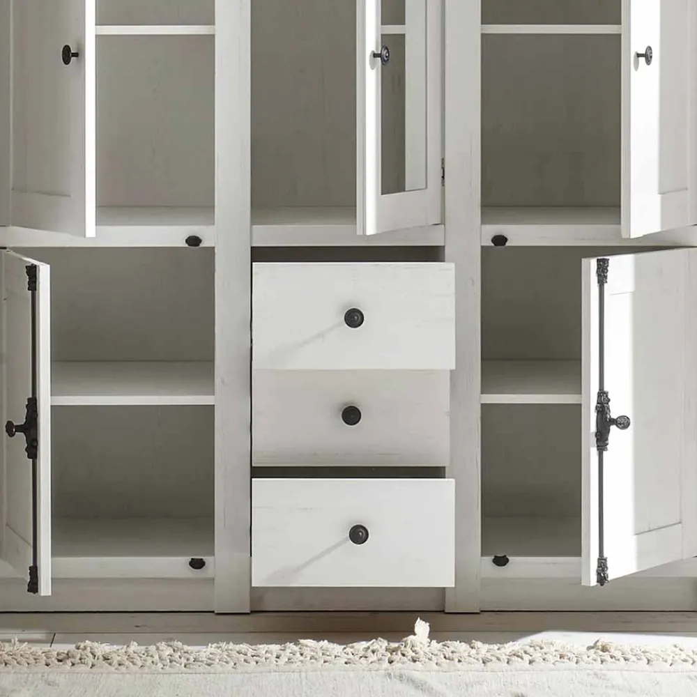 Wohnen Schränke|Kleiderschränke*Landhaus Kleiderschrank Chelles in Weiß mit Spiegel