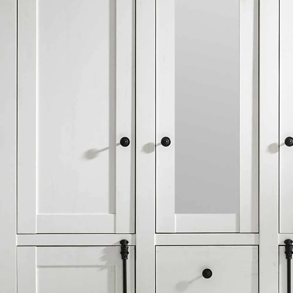 Wohnen Schränke|Kleiderschränke*Landhaus Kleiderschrank Chelles in Weiß mit Spiegel