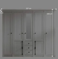 Wohnen Schränke|Kleiderschränke*Landhaus Kleiderschrank Chelles in Weiß mit Spiegel