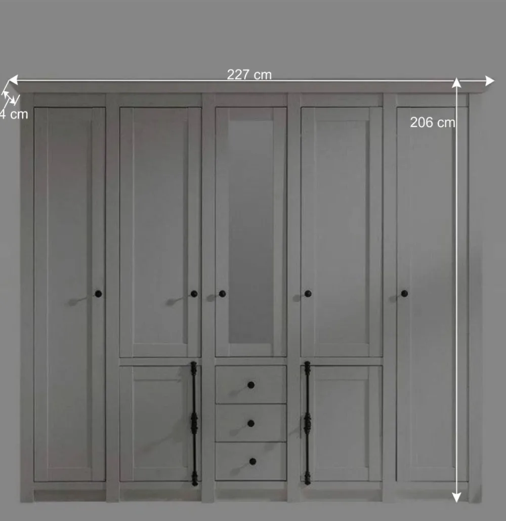 Wohnen Schränke|Kleiderschränke*Landhaus Kleiderschrank Chelles in Weiß mit Spiegel