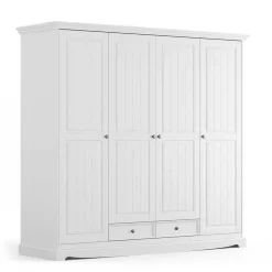 Wohnen Weiße Möbel|Naturholzmöbel*Landhaus Kleiderschrank in Weiß lackiert - Indico