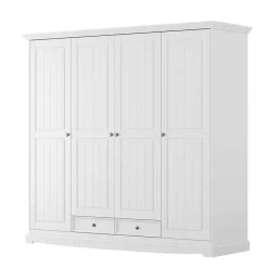 Wohnen Weiße Möbel|Naturholzmöbel*Landhaus Kleiderschrank in Weiß lackiert - Indico