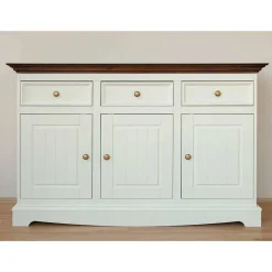 Wohnen Küchenschränke|Sideboards & Kommoden*Landhaus Kombikommode in Weiß und Nussbaum - Manipur