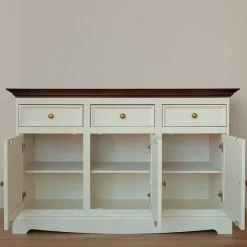 Wohnen Küchenschränke|Sideboards & Kommoden*Landhaus Kombikommode in Weiß und Nussbaum - Manipur