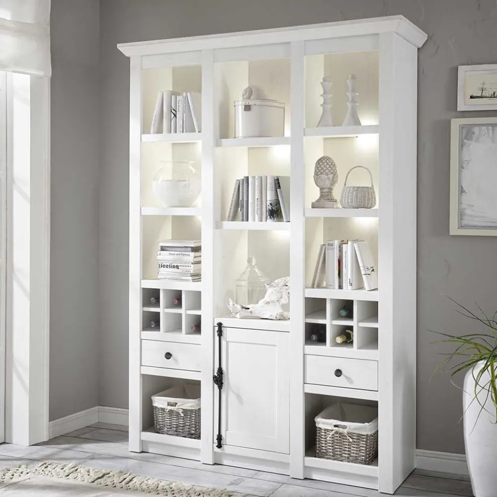 Wohnen Esszimmerregale|Regale*Landhaus Kombiregal in Weiß Touchwood - Chelles