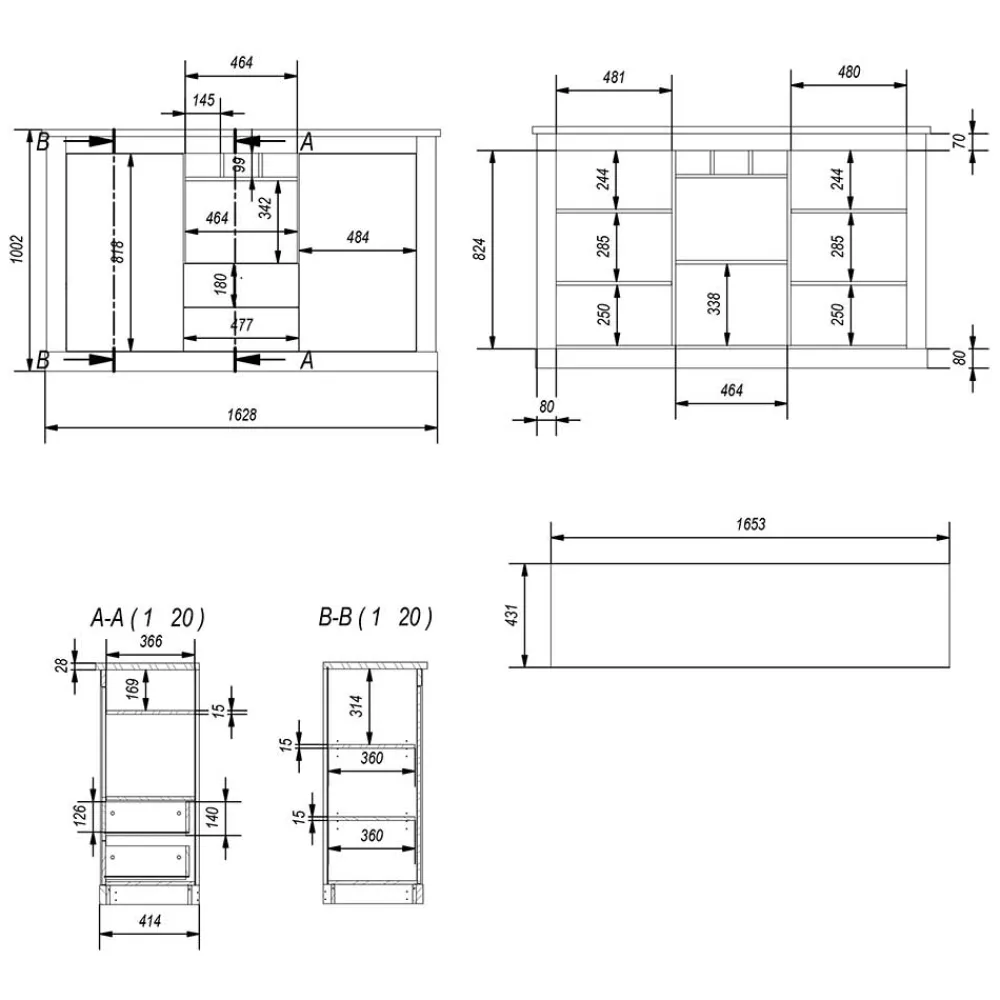 Wohnen Landhausmöbel|Küchenschränke*Landhaus Kommode in Lichtgrau - Buleta
