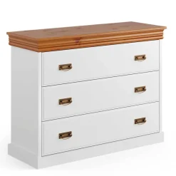 Wohnen Landhausmöbel|Flurkommoden*Landhaus Kommode in Weiß und Kiefer - Varicano