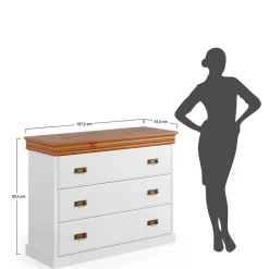 Wohnen Landhausmöbel|Flurkommoden*Landhaus Kommode in Weiß und Kiefer - Varicano