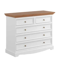 Wohnen Weiße Möbel|Landhausmöbel*Landhaus Kommode mit fünf Schubladen - Bordona