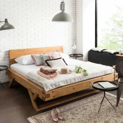 Wohnen Naturholzmöbel|Betten*Landhaus Massivholzbett mit Kufen - Fuertun