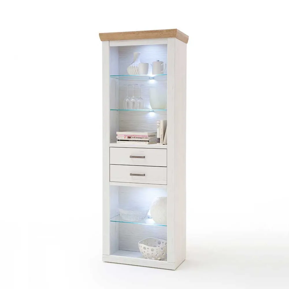 Wohnen Landhaus MDF Regal mit Glasböden - Samula