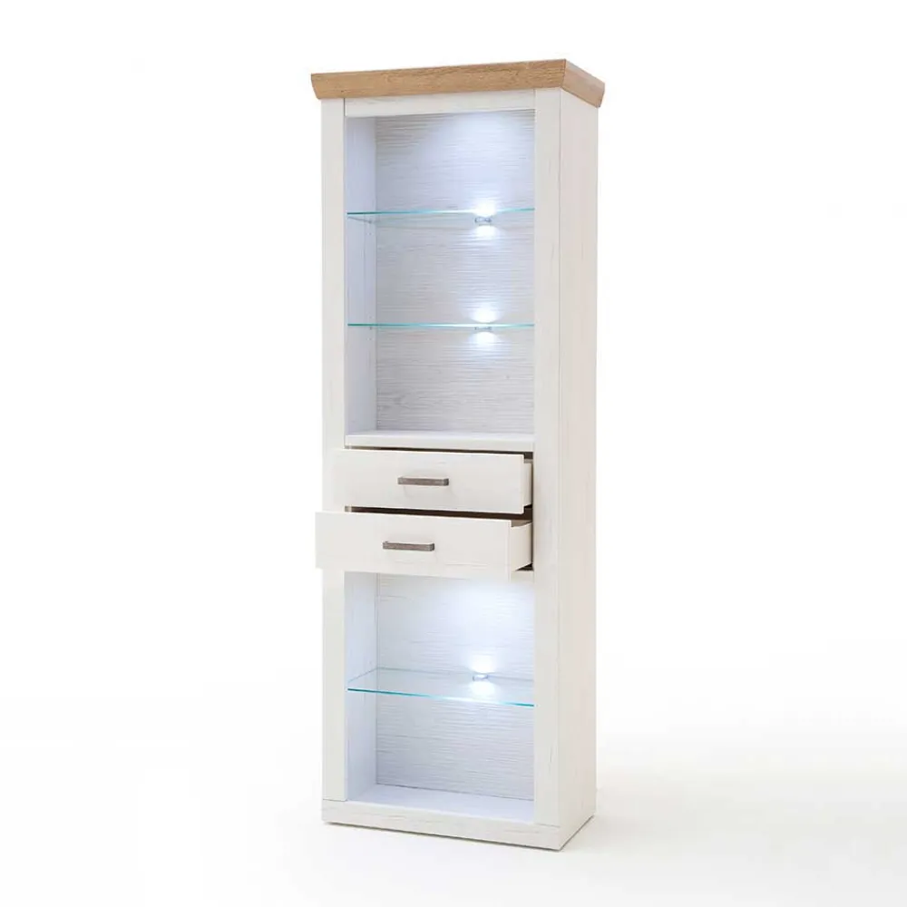 Wohnen Landhaus MDF Regal mit Glasböden - Samula