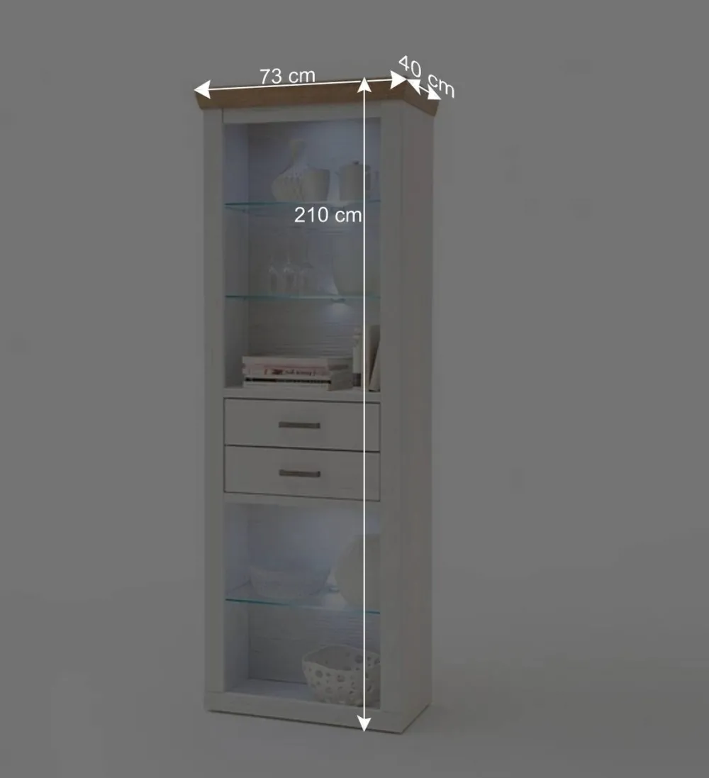 Wohnen Landhaus MDF Regal mit Glasböden - Samula