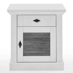 Wohnen Landhausmöbel|Nachttische*Landhaus Nachtkommode in Weiß & Grau - Urezzas