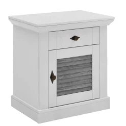 Wohnen Landhausmöbel|Nachttische*Landhaus Nachtkommode in Weiß & Grau - Urezzas