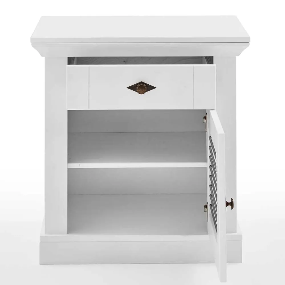 Wohnen Landhausmöbel|Nachttische*Landhaus Nachtkommode in Weiß & Grau - Urezzas