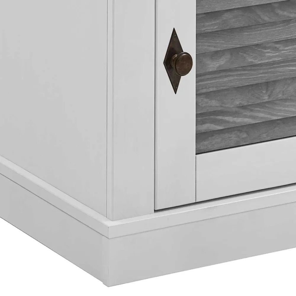 Wohnen Landhausmöbel|Nachttische*Landhaus Nachtkommode in Weiß & Grau - Urezzas