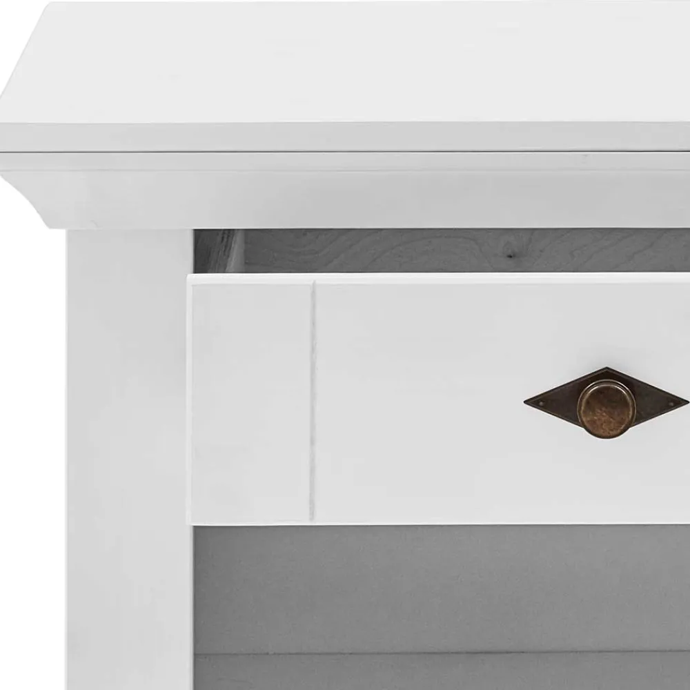 Wohnen Landhausmöbel|Nachttische*Landhaus Nachtkommode in Weiß & Grau - Urezzas