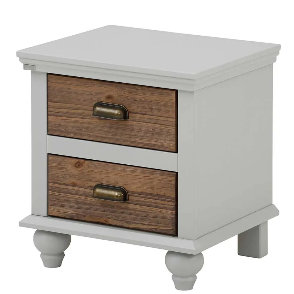 Wohnen Vintage Möbel|Nachttische*Landhaus Nachtkommode in Holz Braun und Grau - Veproma