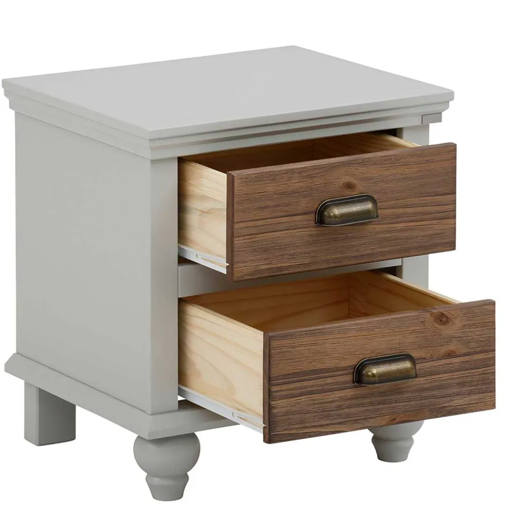 Wohnen Vintage Möbel|Nachttische*Landhaus Nachtkommode in Holz Braun und Grau - Veproma