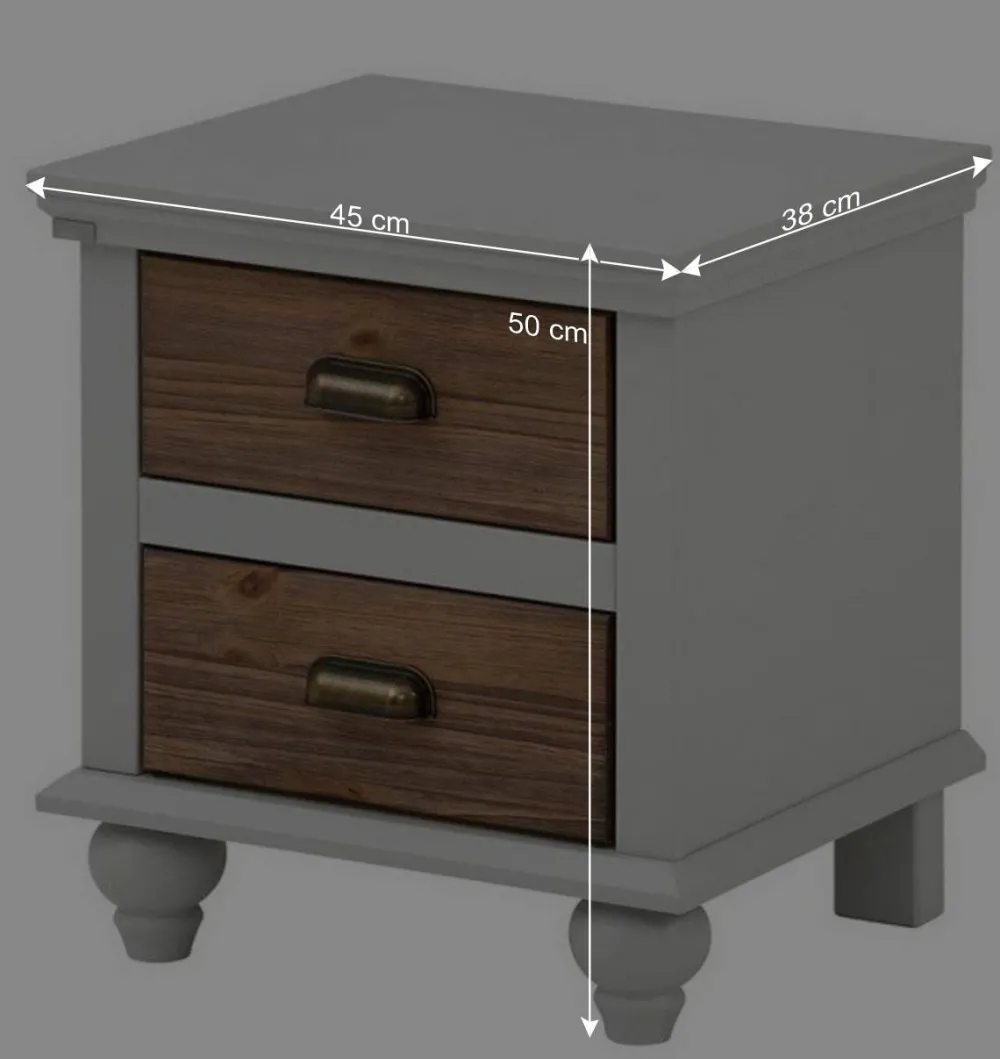 Wohnen Vintage Möbel|Nachttische*Landhaus Nachtkommode in Holz Braun und Grau - Veproma