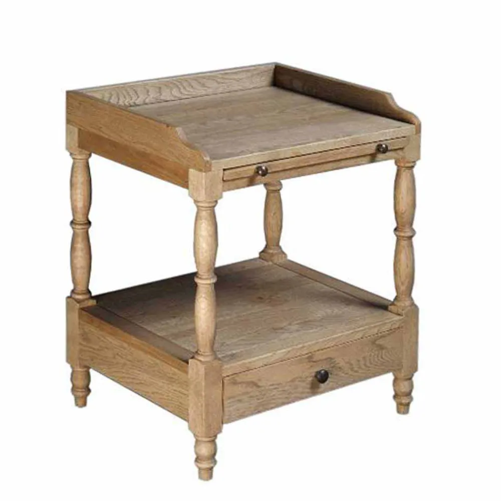 Wohnen Vintage Möbel|Nachttische*Landhaus Nachttisch in teilmassiver Eiche Vintage Taunton mit Schublade