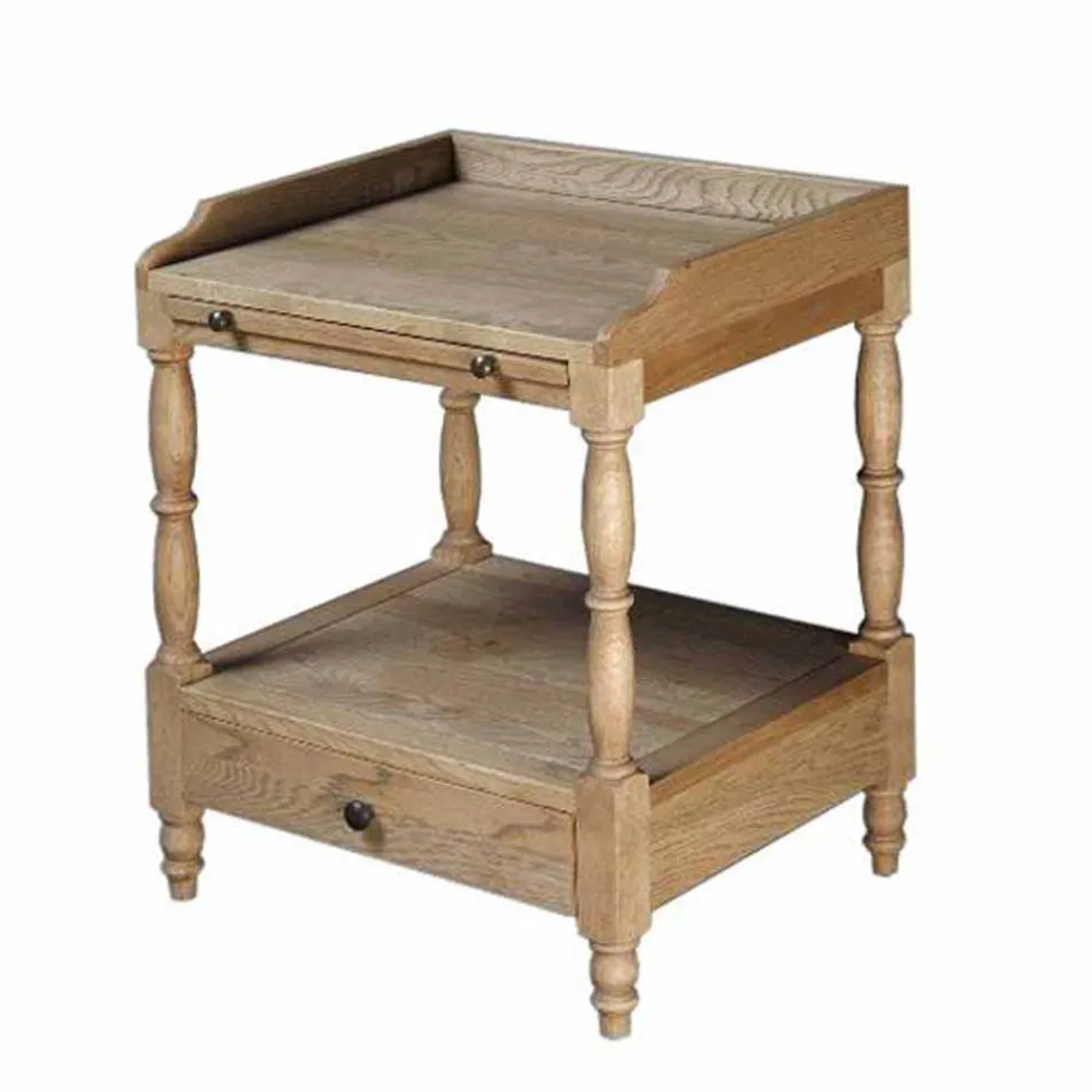 Wohnen Vintage Möbel|Nachttische*Landhaus Nachttisch in teilmassiver Eiche Vintage Taunton mit Schublade