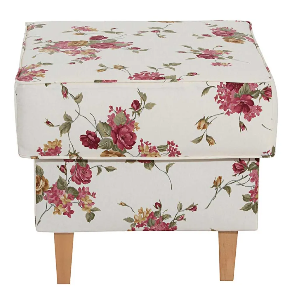 Wohnen Sessel & Hocker|Barhocker*Landhaus Polsterhocker mit Blumen Stoff - Blackbeard